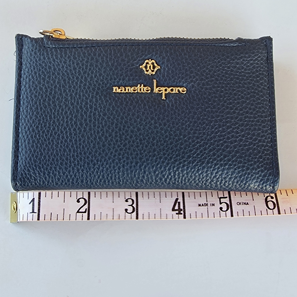 Nanette Lepore Bifold Snap & Zip Wallet Organizer Navy Blue Cimpact Wallet EUC